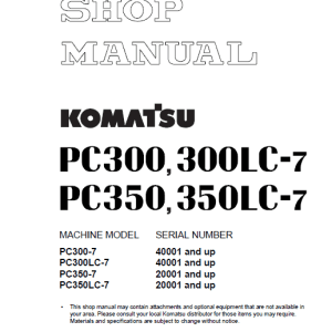 Komatsu PC300-7 PC300LC-7 Hydraulic Service Manual