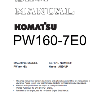 Komatsu PW160-7E0 Excavator Service Manual