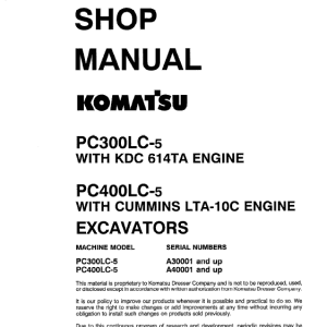 Komatsu PC400-5 400LC-5 400HD-5 Service Repair Manual