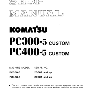 Komatsu PC400-5 400LC-5 400HD-5 Service Repair Manual