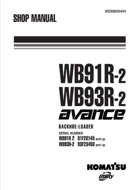 Komatsu Wb91r-2 Wb93r-2 Backhoe loader Repair Manual