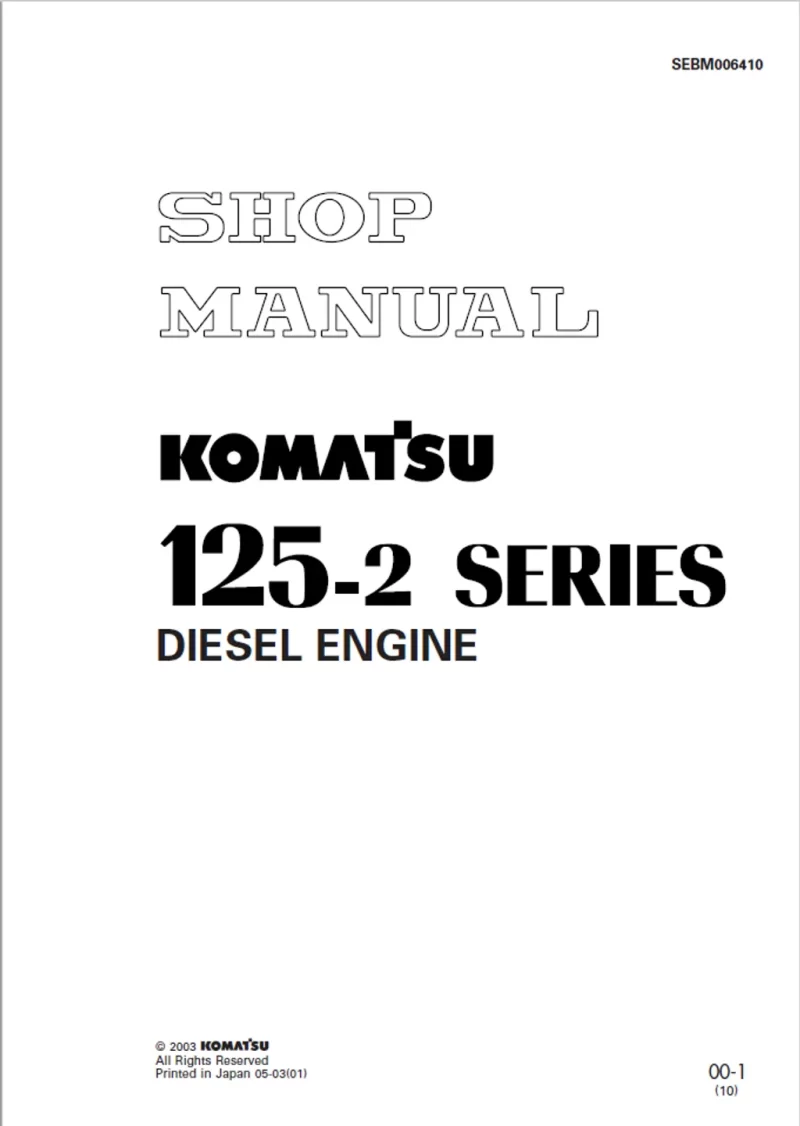 Komatsu 125-2 Series Excavator Workshop Repair Manual