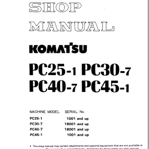 Komatsu PC25-1 PC30-7 PC40-7 PC45-1 Repair Manual
