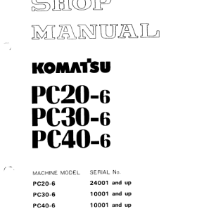 Komatsu PC40-6 Excavator Operation Maintenance Manual