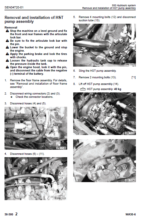 Komatsu WA50-6 Excavator Repair Manual