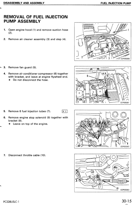 Komatsu PC228USLC-1 PC228US-2 Excavator Repair Service Manual