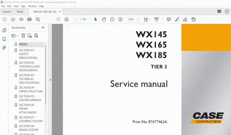 Case WX145 WX165 WX185 Tier 3 Service Manual
