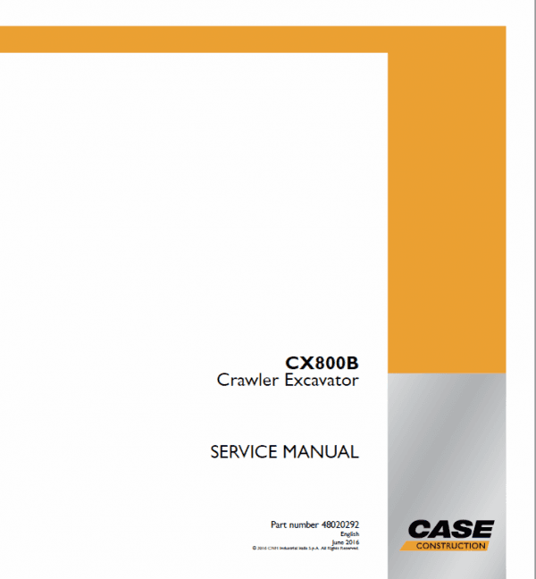 1-64-Case CX800B Excavator Service Manual Case CX800B Excavator Service Manual