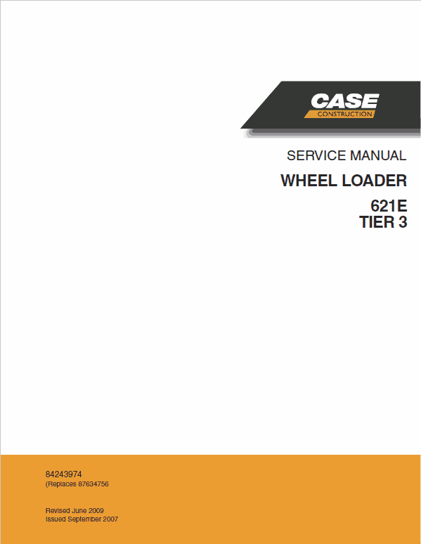 Case 621e Tier 3 Wheel Loader Repair Service Manual 