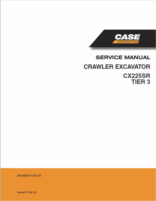1-104-CASE CX225SR Excavator Service Repair Manual CASE CX225SR Excavator Service Repair Manual