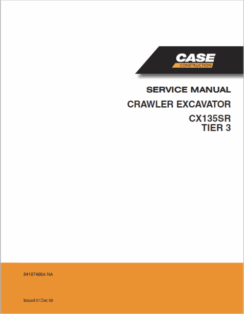 Case Cx135sr Crawler Excavator Service Repair Manual