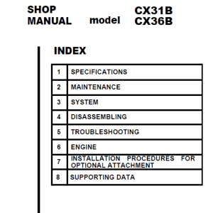 Case Cx31b Cx36b Mini Excavator Service Repair Manual