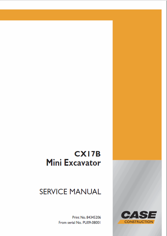 Case Cx17b Excavator Service Repair Manual