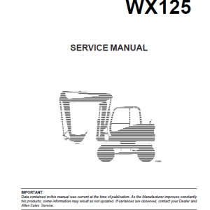Case WX95 WX125 Tier 3 Excavator Repair Manual