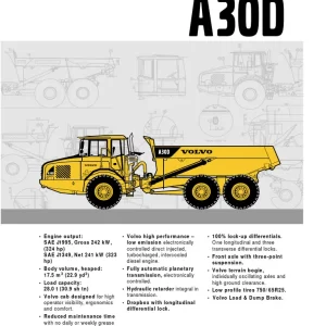 Volvo A30D Articulated Dump Truck Service Repair Manual