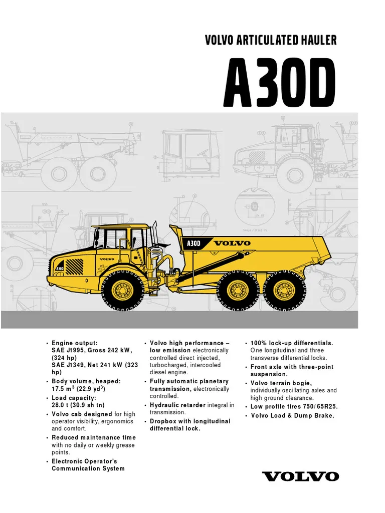 Volvo A30D Articulated Dump Truck Service Repair Manual