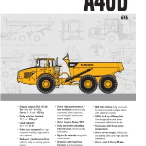 Volvo A40D Articulated Dump Truck Service Repair Manual