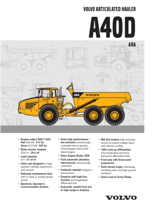 Volvo A40D Articulated Dump Truck Service Repair Manual