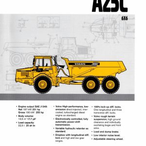 Volvo BM A25c Articulated Dump Truck Repair Manual Volvo BM A25c Articulated Dump Truck Repair Manual