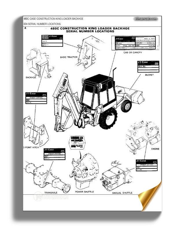 Case 480C 480CK C Tractor Loader Backhoe Parts Manual Catalog