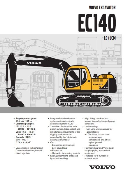 Volvo Ec140lc Excavator Service Repair Manual