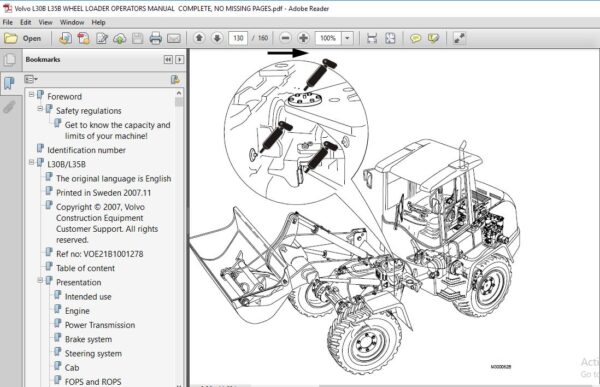 Volvo L35B Compact Service Parts Catalogue Manual