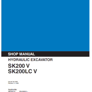 Kobelco SK200 V SK200LC V Hydraulic Excavator Repair Manual
