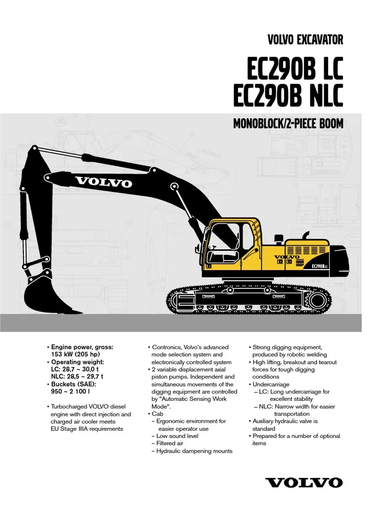 Volvo Ec290b Lc Ec290b Lr Ec290b Nlc Information System Parts Manual