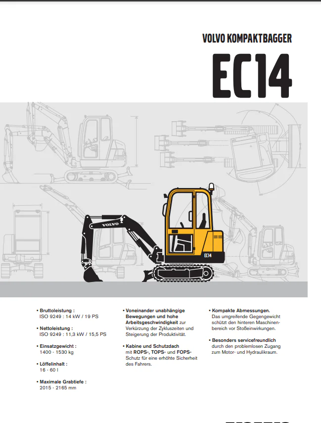 Volvo Ec14 Excavator Service Parts Manual