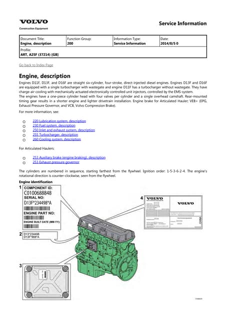 Volvo Ec380d L, Ec380d NL Excavator Service Parts Catalog Manual