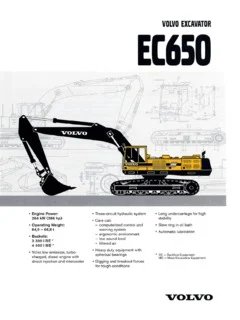 Volvo Ec650 Excavator Service Parts Manual