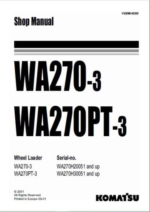 Komatsu Wa270-3 Workshop Service Repair PDF Manual