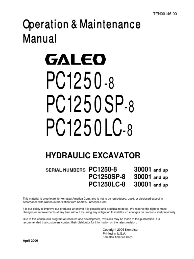 1 Komatsu Pc1250-8 Operation Maintenance Pdf Manual