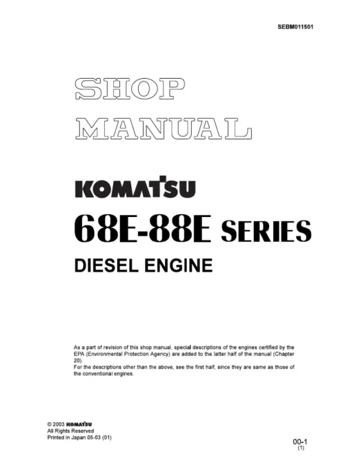 Komatsu 68E thru 88E Engine Service Manual