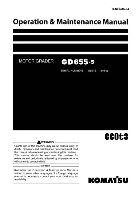 Komatsu GD655-5 operation and maintenance PDF manual