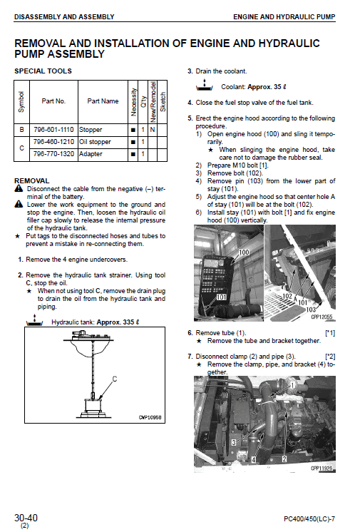 Komatsu PC400-7,PC450-7 Excavator Service Parts Catalogue Manual