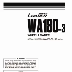 Komatsu WA180-3 Operation Maintenance Pdf Manual