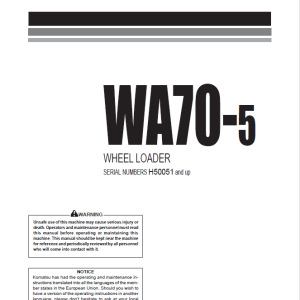 Komatsu WA70-1 Operator Manual