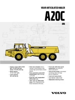 Volvo A20c Articulated Dump Truck Service Repair Manual