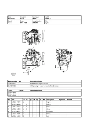 Volvo Ec130 Ackerman Excavator Service Parts Catalog Manual