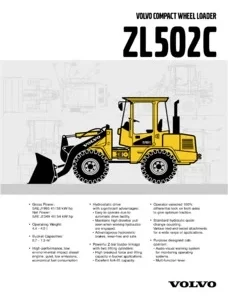 Volvo Zl502c Wheel Loader Service Parts Manual