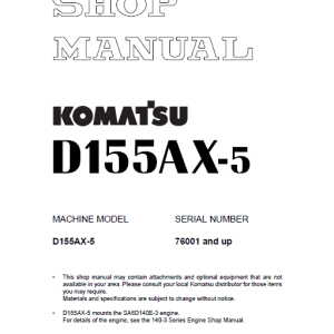 Komatsu D155ax-5 Workshop Service Operating Manual