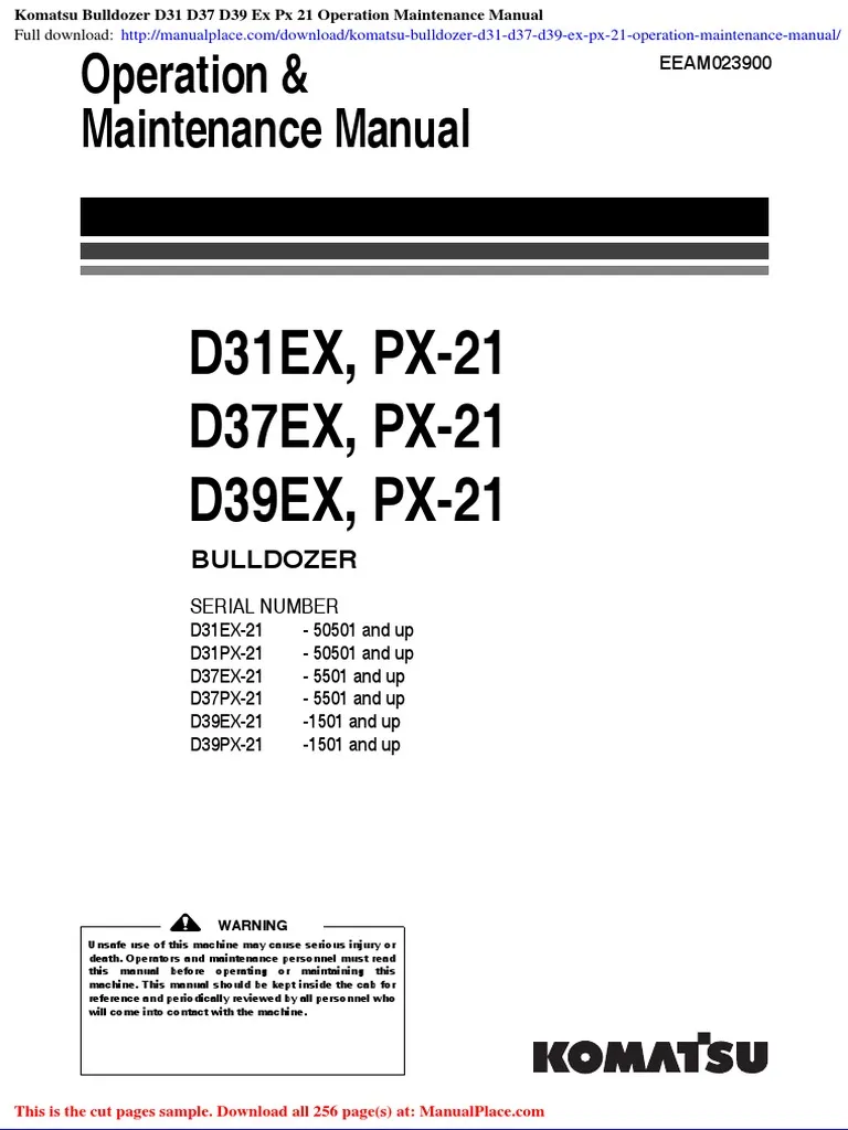Komatsu D31ex-21 Bulldozer Operating Pdf Manual