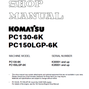 Komatsu Pc130-6k Excavator Workshop Service Manual Komatsu Pc130-6k Excavator Workshop Service Manual
