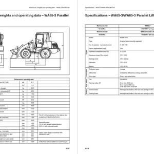 Komatsu WA65, WA75, WA80 Wheel Loader Parts Service Manual