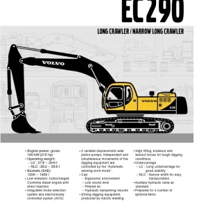 Volvo Ec290, Ec290 Lc Excavator Service Parts Manual