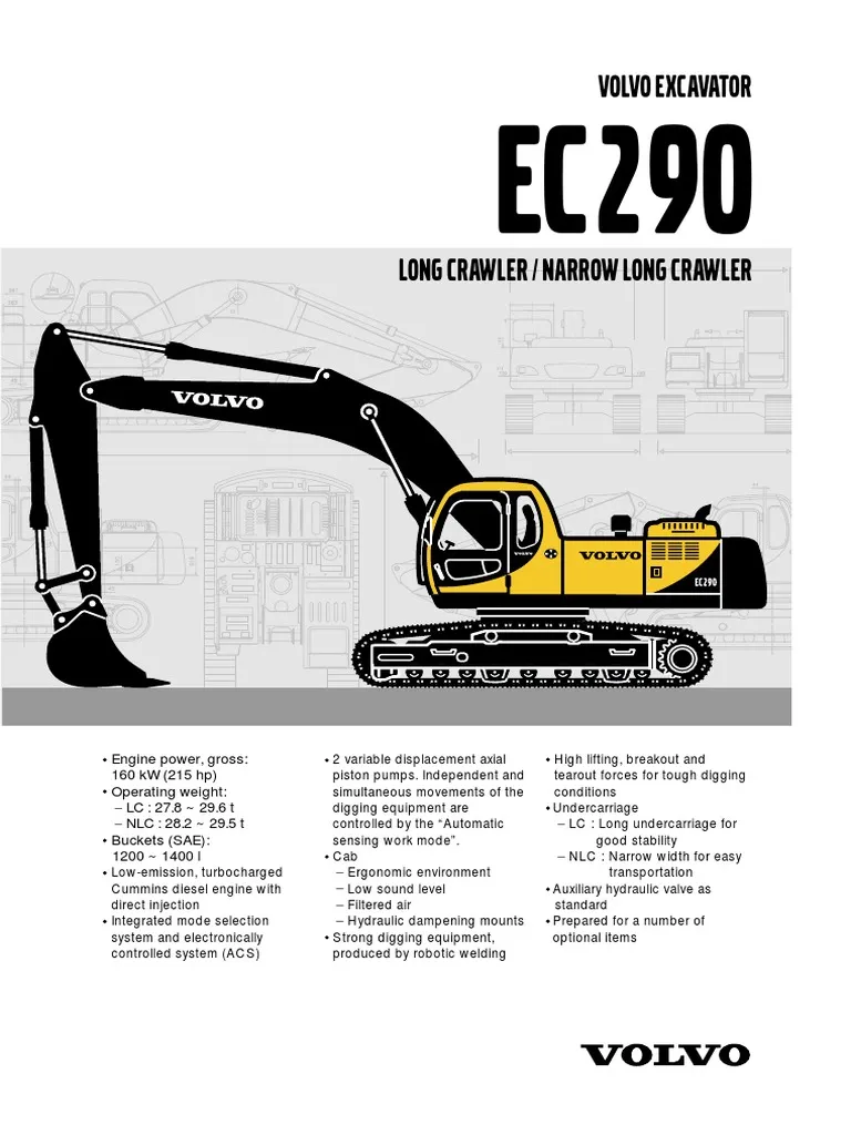 Volvo Ec290, Ec290 Lc Excavator Service Parts Manual
