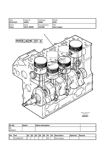 Volvo Ec50 Compact Excavator Parts Manual