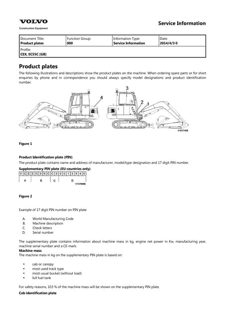 Volvo Ec60c Excavator Parts Catalog Manual