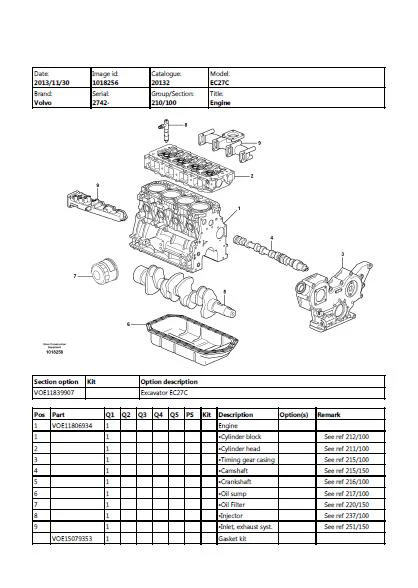 Volvo Ec27c Excavator Parts Catalog Manual